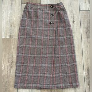 Chadwick’s Plaid Button-Front Women's Skirt Size 2P vintage